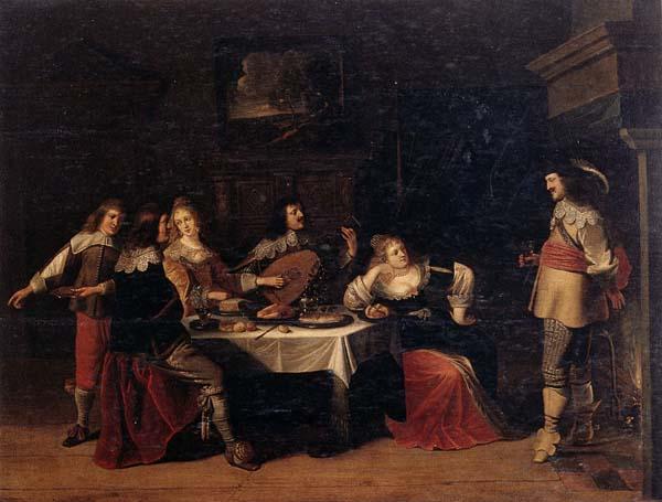 Christoph jacobsz.van der Lamen Cavaliers and courtesans in an interior Germany oil painting art